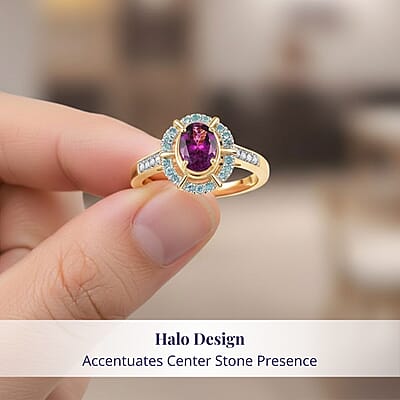 Certified & Appraised Luxoro 10K Yellow Gold AAA Radiant Ember Garnet, Paraiba Tourmaline and Diamond (G-H, I2) Ring (Size 11.0) 1.75 ctw