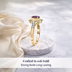 Certified & Appraised Luxoro AAA Radiant Ember Garnet, Paraiba Tourmaline and G-H I2 Diamond 1.75 ctw Ring in 10K Yellow Gold (Size 9.0)