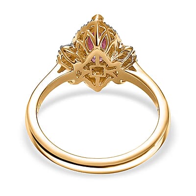 Certified & Appraised Luxoro 14K Yellow Gold AAAA Padparadscha Sapphire, Paraiba Tourmaline and Diamond (G-H, I2) (0.21 cts) Ring (Size 10.0) 1.55 ctw