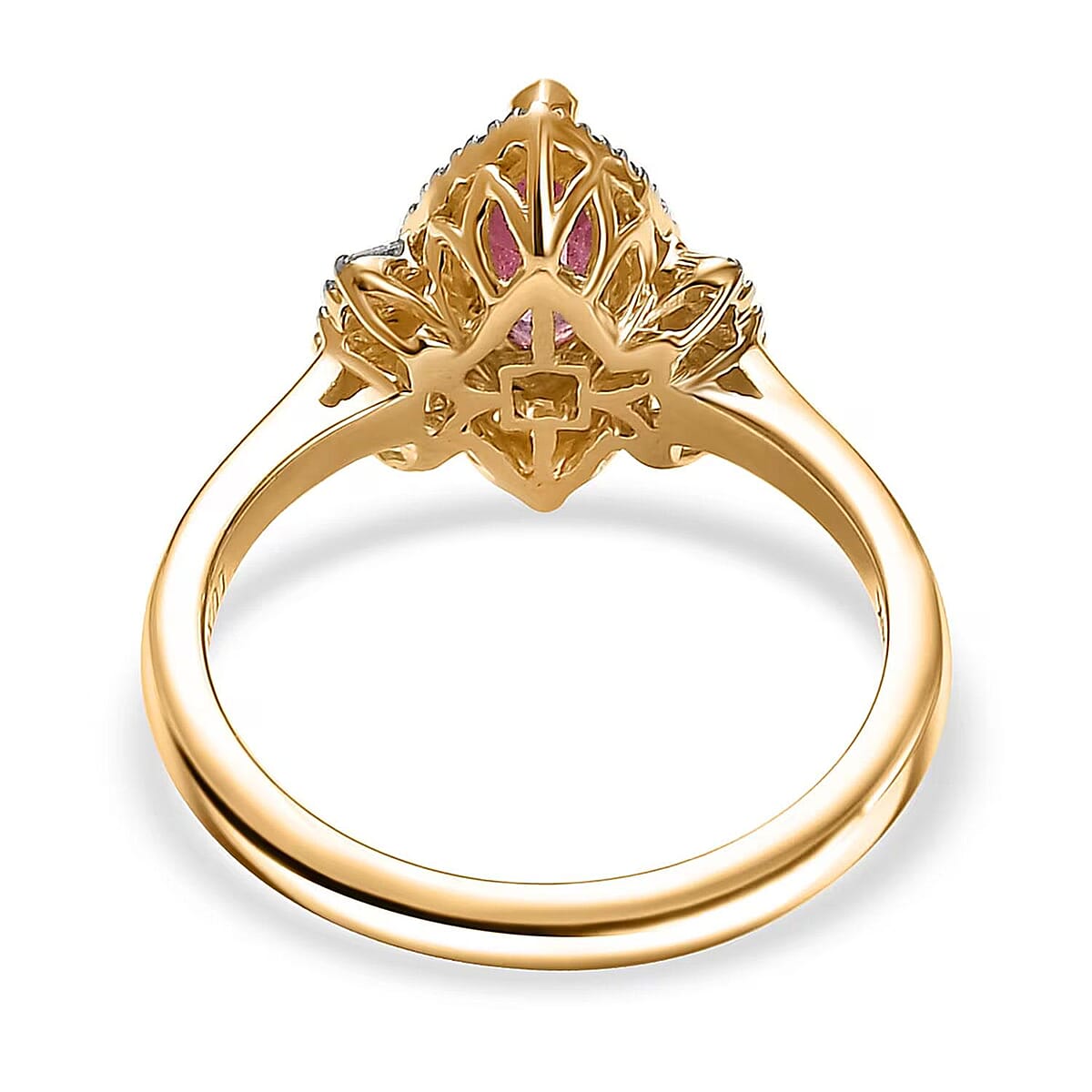 Certified & Appraised Luxoro AAAA Padparadscha Sapphire, Paraiba Tourmaline and G-H I2 Diamond 1.55 ctw Ring in 14K Yellow Gold (Size 8.0) image number 6