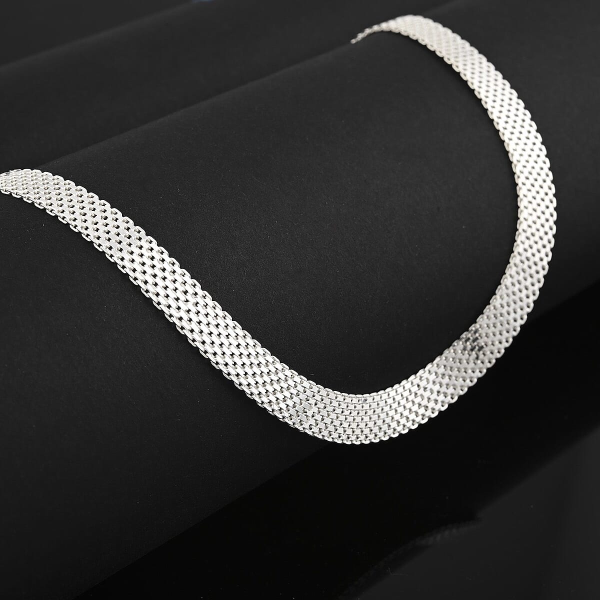 Italian Sterling Silver Mesh Necklace 20 Inches 14.75 Grams image number 1