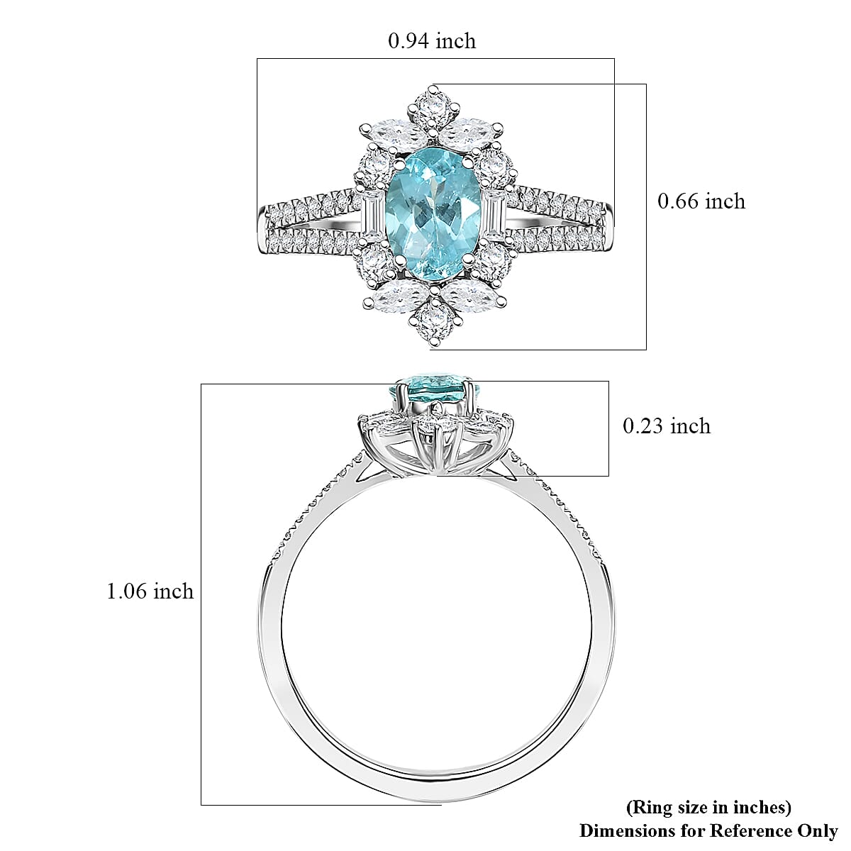 Rhapsody 950 Platinum AAAA Paraiba Tourmaline, Diamond (E-F, VS2) (1.30 cts) Ring (Size 8.0) (6.70 g) 2.65 ctw