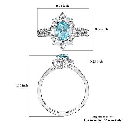 Rhapsody 950 Platinum AAAA Paraiba Tourmaline, Diamond (E-F, VS2) (1.30 cts) Ring (Size 8.0) (6.70 g) 2.65 ctw
