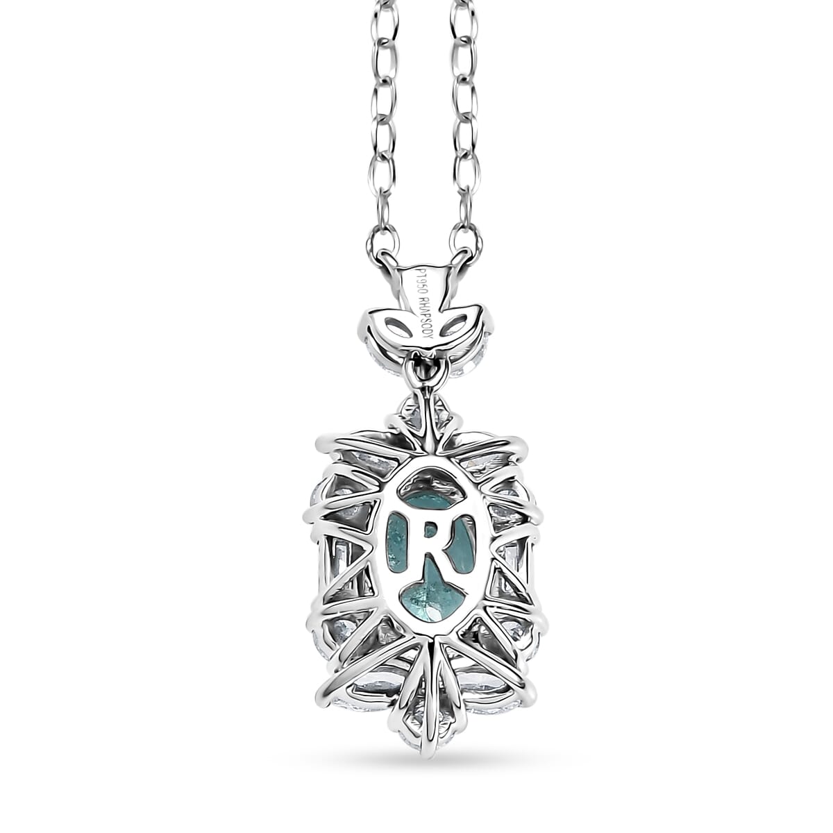 Certified & Appraised Rhapsody 950 Platinum AAAA Paraiba Tourmaline and E-F VS2 Diamond 2.10 ctw Floral Necklace 18 Inches 4.5 Grams image number 4