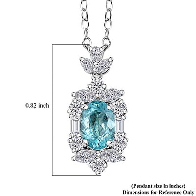 Certified & Appraised Rhapsody 950 Platinum AAAA Paraiba Tourmaline and E-F VS2 Diamond 2.10 ctw Floral Necklace 18 Inches 4.5 Grams