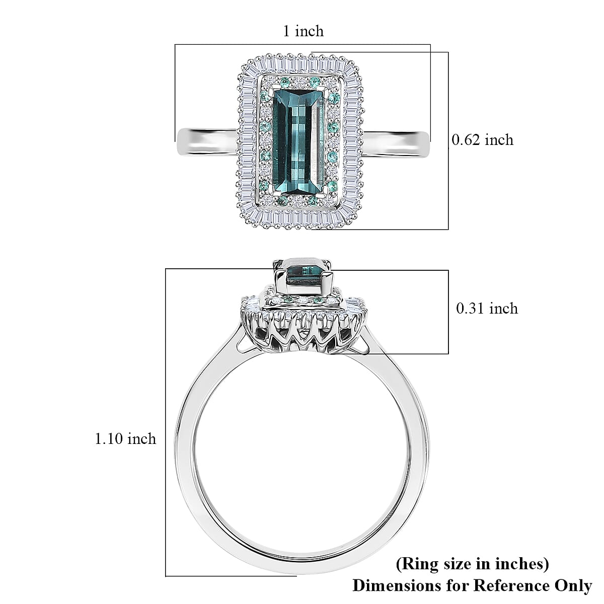 Certified & Appraised Luxoro 10K White Gold AAAA Lagoon Tourmaline, Paraiba Tourmaline and Diamond (G-H, I2) (0.39 cts) Ring (Size 10.0) 1.75 ctw