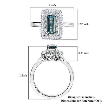 Certified & Appraised Luxoro 10K White Gold AAAA Lagoon Tourmaline, Paraiba Tourmaline and Diamond (G-H, I2) (0.39 cts) Ring (Size 10.0) 1.75 ctw