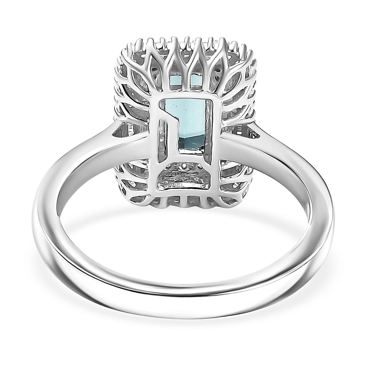 Luxoro 10K White Gold AAAA Lagoon Tourmaline, Paraiba Tourmaline and Diamond (G-H, I2) (0.39 cts) Ring (Size 7.5) 1.75 ctw image number 4