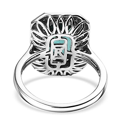 Certified & Appraised Rhapsody 950 Platinum AAAA Pirineu Lagoon Tourmaline, Paraiba Tourmaline and Diamond (E-F, VS2) Ring (Size 5.0) 5.31 ctw