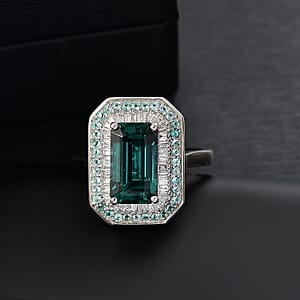 Certified & Appraised Rhapsody 950 Platinum AAAA Pirineu Lagoon Tourmaline, Paraiba Tourmaline and Diamond (E-F, VS2) Ring (Size 8.5) 5.31 ctw