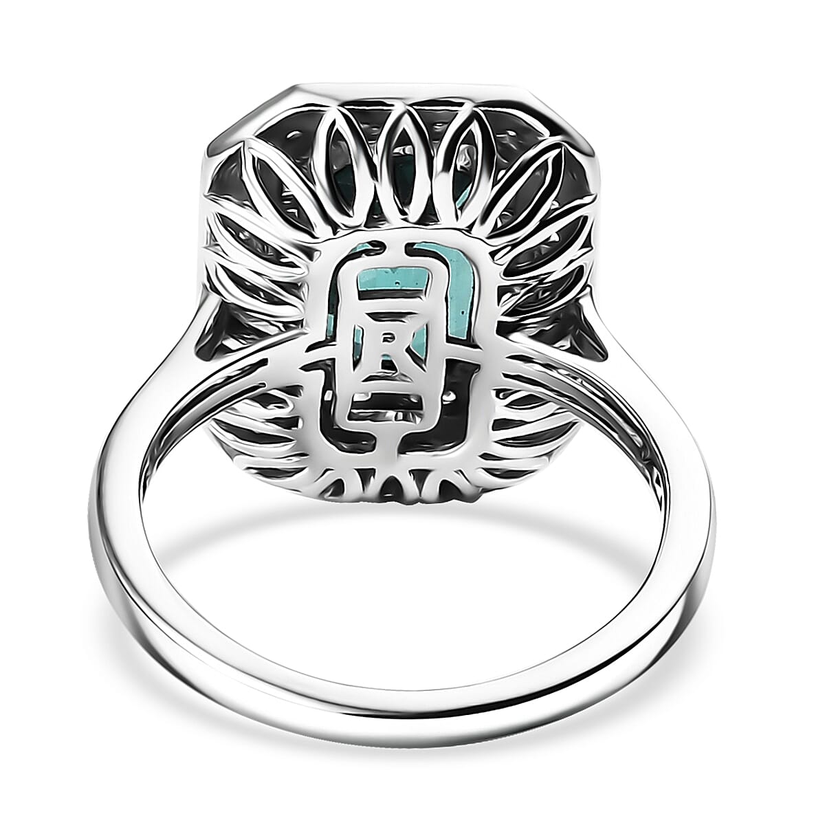 Certified & Appraised Rhapsody 950 Platinum AAAA Pirineu Lagoon Tourmaline, Paraiba Tourmaline and Diamond (E-F, VS2) Ring (Size 9.0) 5.31 ctw image number 4