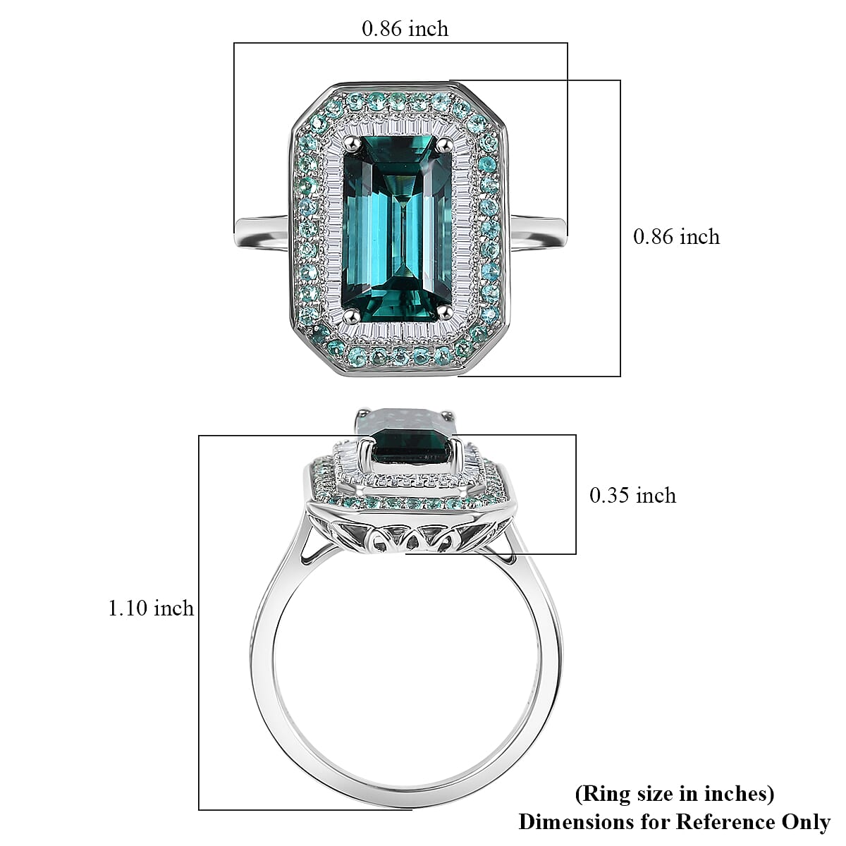 Certified & Appraised Rhapsody 950 Platinum AAAA Pirineu Lagoon Tourmaline, Paraiba Tourmaline and Diamond (E-F, VS2) Ring (Size 9.0) 5.31 ctw image number 5