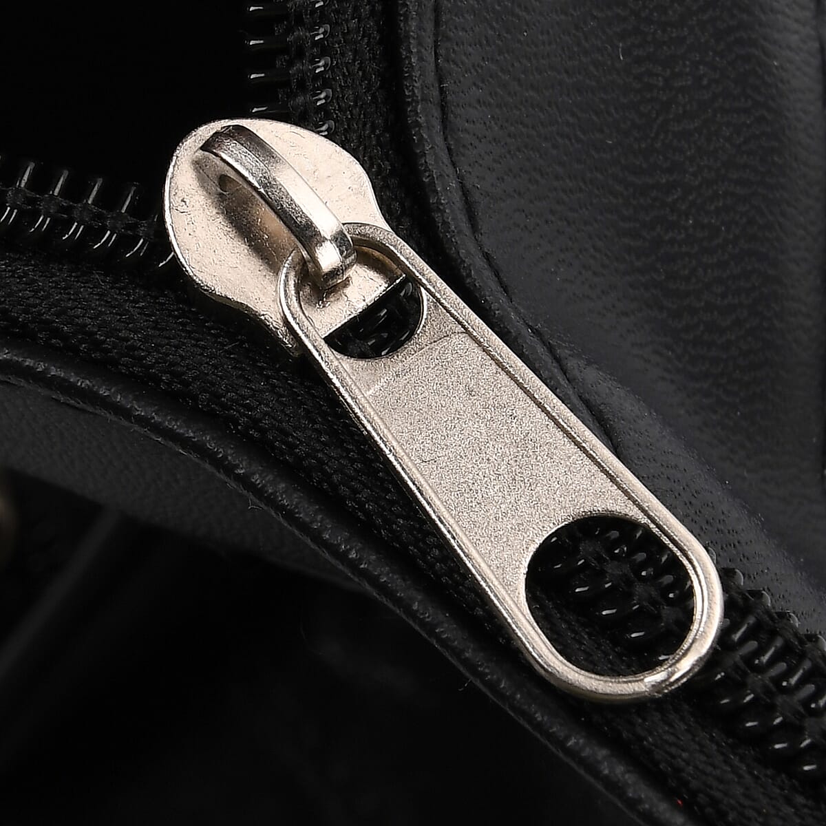 Black Patchwork Sheep Leather Crossbody Bag (15.75"x6.5"x10.04") with Shoulder Strap image number 6