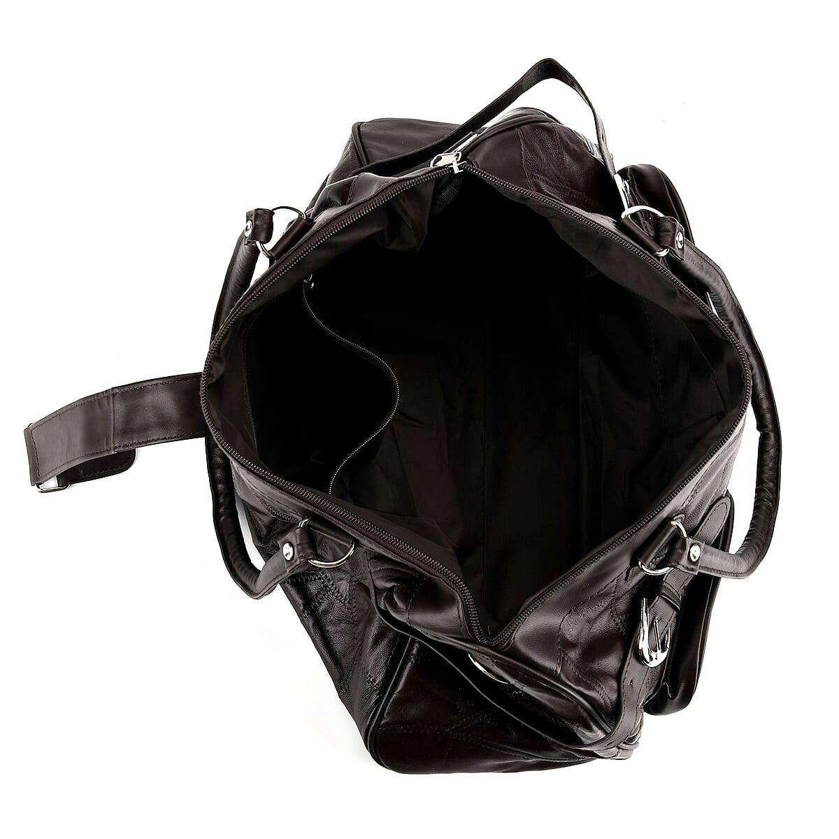 Doorbuster Brown Patchwork Sheep Leather Crossbody Bag with Shoulder Strap image number 5