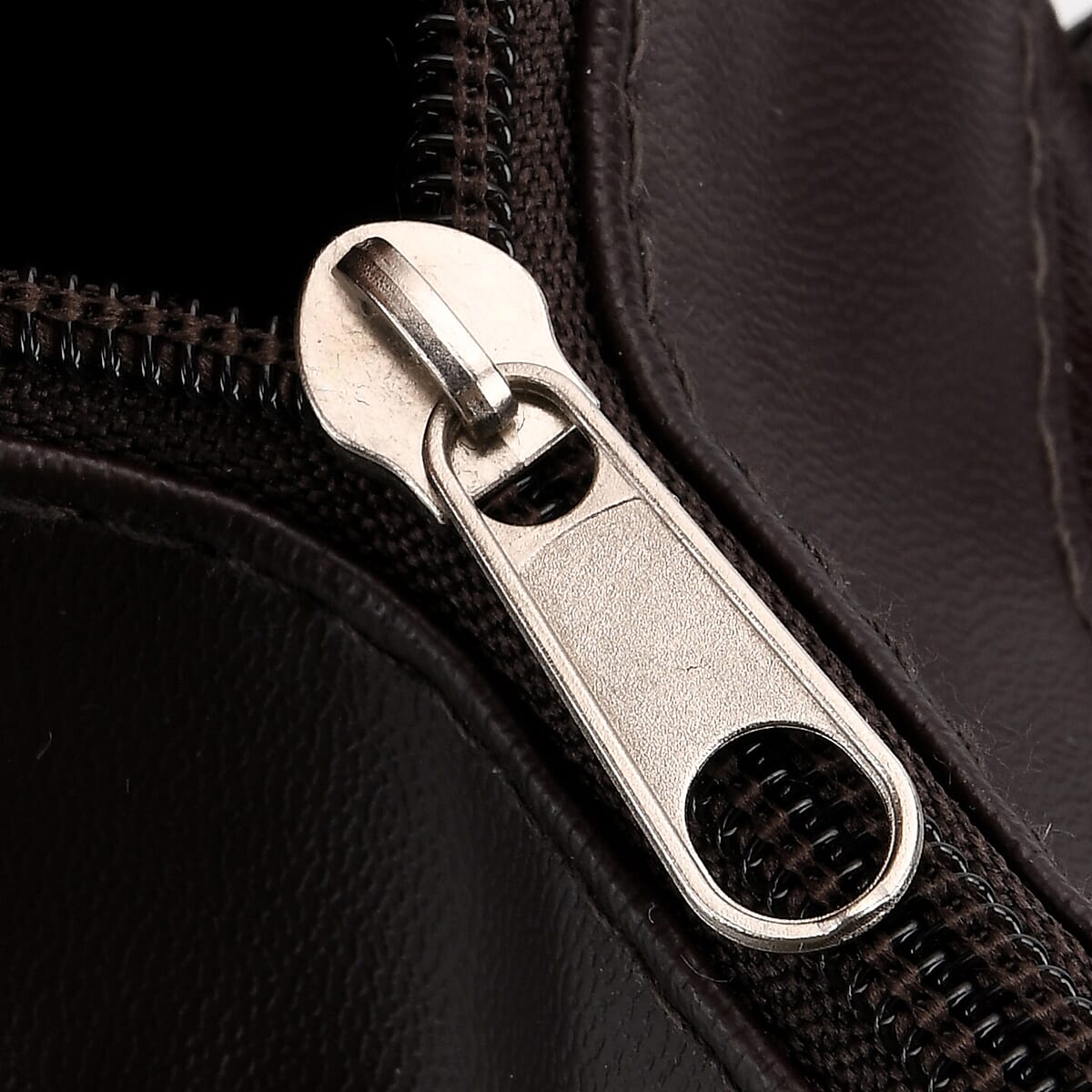 Doorbuster Brown Patchwork Sheep Leather Crossbody Bag with Shoulder Strap image number 6