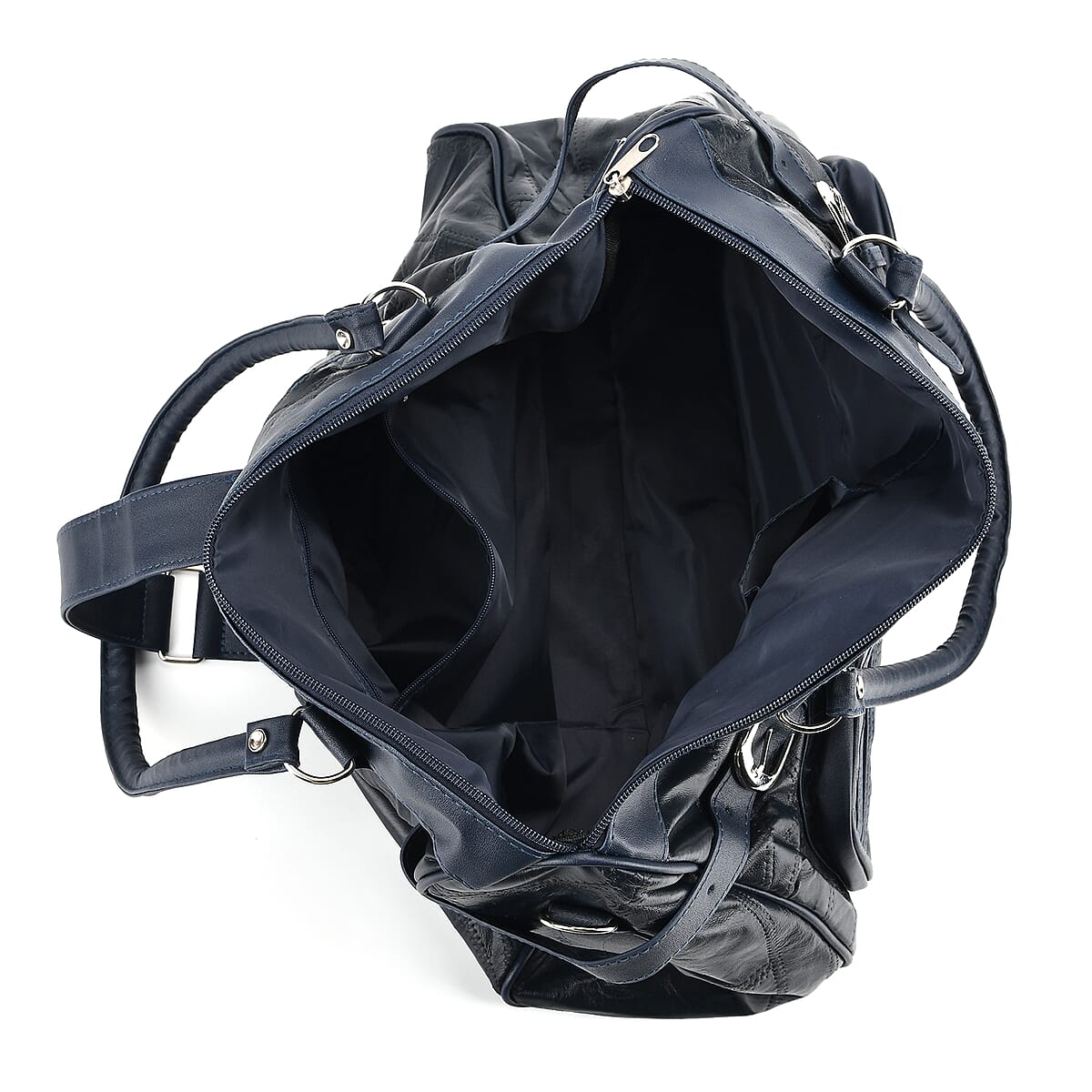 Doorbuster Blue Patchwork Sheep Leather Crossbody Bag with Shoulder Strap image number 5