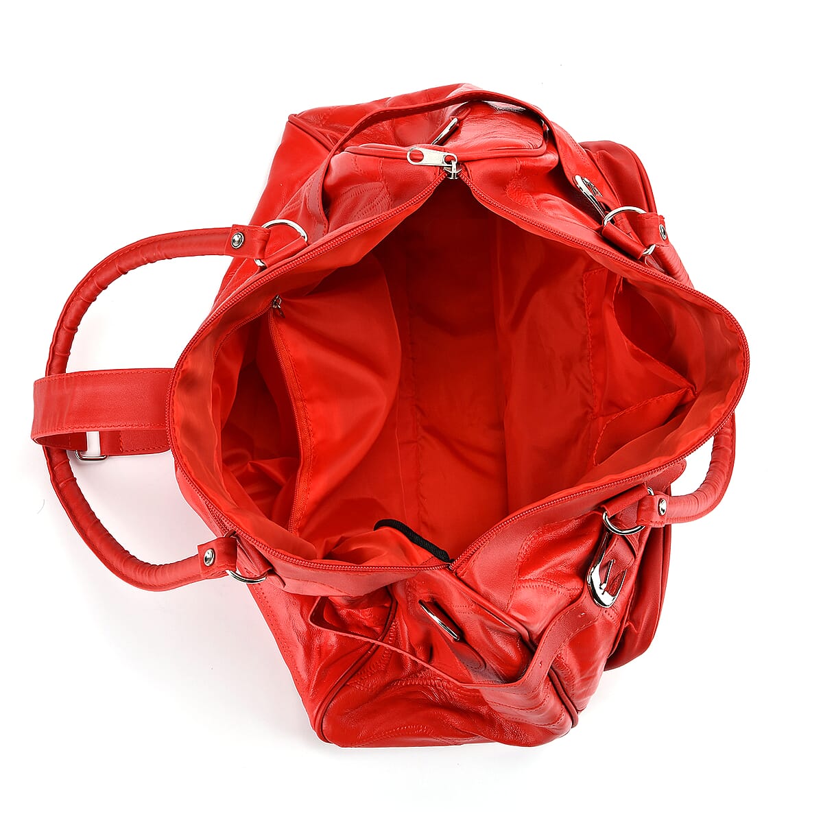 Doorbuster Red Patchwork Sheep Leather Crossbody Bag with Shoulder Strap image number 5