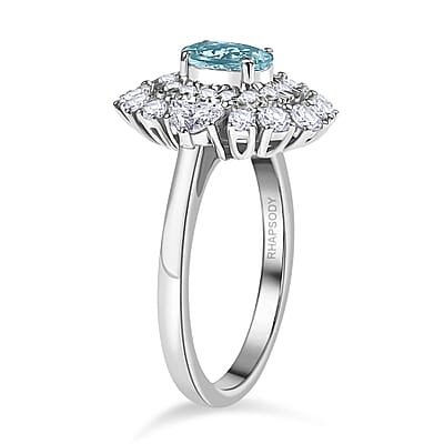 Certified and Appraised Rhapsody AAAA Paraiba Tourmaline, Diamond Ring in 950 Platinum 2.25 ctw (Size 10.0) With Free Paraiba Book