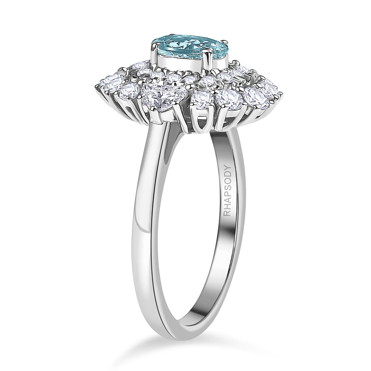 Rhapsody 950 Platinum AAAA Paraiba Tourmaline, Diamond (E-F, VS2) (1.36 cts) Ring (Size 9.5) (7 g) 2.25 ctw image number 3