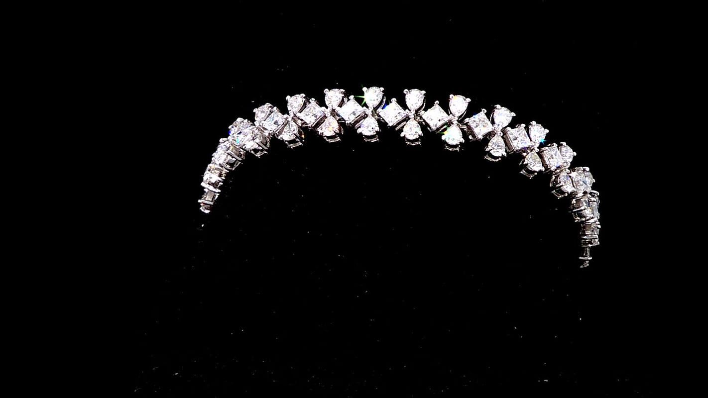 Moissanite 13.10 ctw Bracelet in Rhodium Over Sterling Silver (6.50 In)