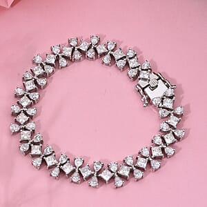 Moissanite 13.10 ctw Celestial Bow Bracelet in Rhodium Over Sterling Silver (6.50 In)