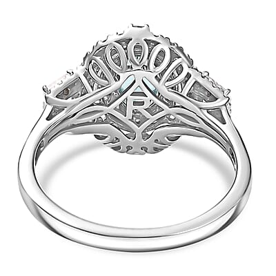 Rhapsody 950 Platinum AAAA Paraiba Tourmaline, Diamond (E-F, VS2) (1.10 cts) Ring (Size 5.0) (7.25 g) 2.30 ctw