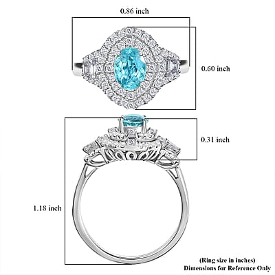 Rhapsody 950 Platinum AAAA Paraiba Tourmaline, Diamond (E-F, VS2) (1.10 cts) Ring (Size 5.0) (7.25 g) 2.30 ctw