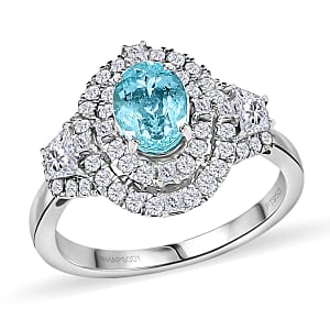 Certified & Appraised Rhapsody AAAA Paraiba Tourmaline and E-F VS2 Diamond 2.30 ctw Ring in 950 Platinum (Size 8.0) 7.25 Grams