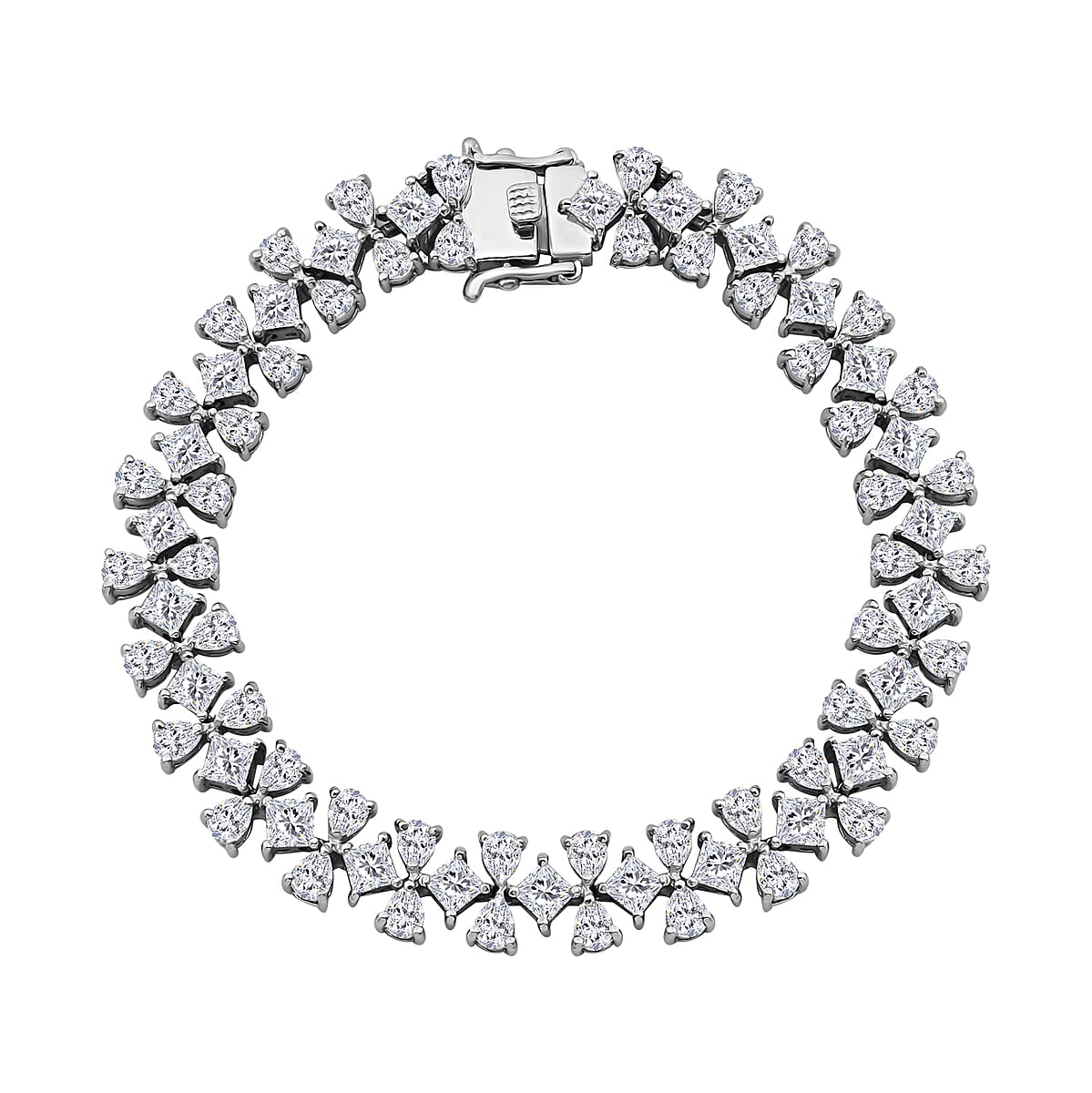 Moissanite 14.85 ctw Celestial Bow Bracelet in Rhodium Over Sterling Silv (7.25 In)  image number 0