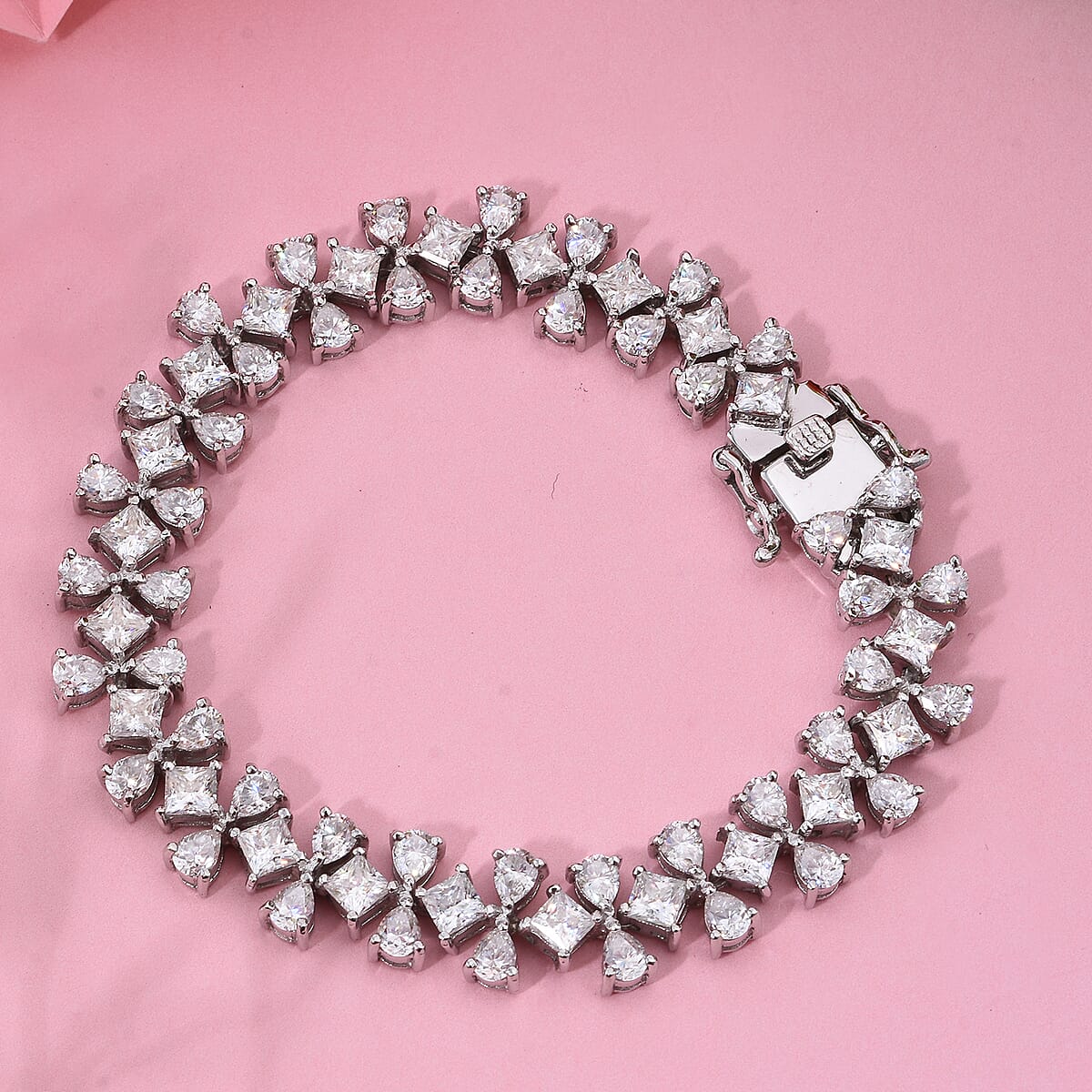 Moissanite 14.85 ctw Celestial Bow Bracelet in Rhodium Over Sterling Silv (7.25 In)  image number 2