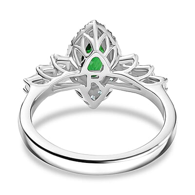 Certified & Appraised Rhapsody AAAA Tsavorite Garnet, Paraiba Tourmaline and E-F VS2 Diamond 1.50 ctw Ring in 950 Platinum (Size 6.0)