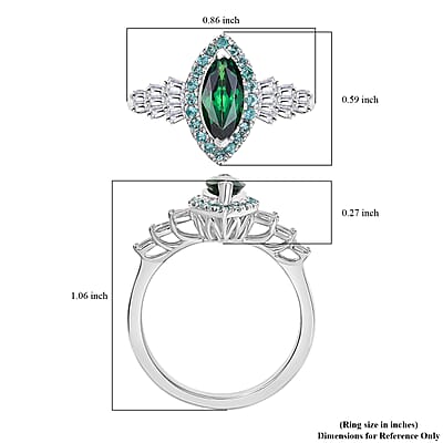 Certified & Appraised Rhapsody AAAA Tsavorite Garnet, Paraiba Tourmaline and E-F VS2 Diamond 1.50 ctw Ring in 950 Platinum (Size 6.0)