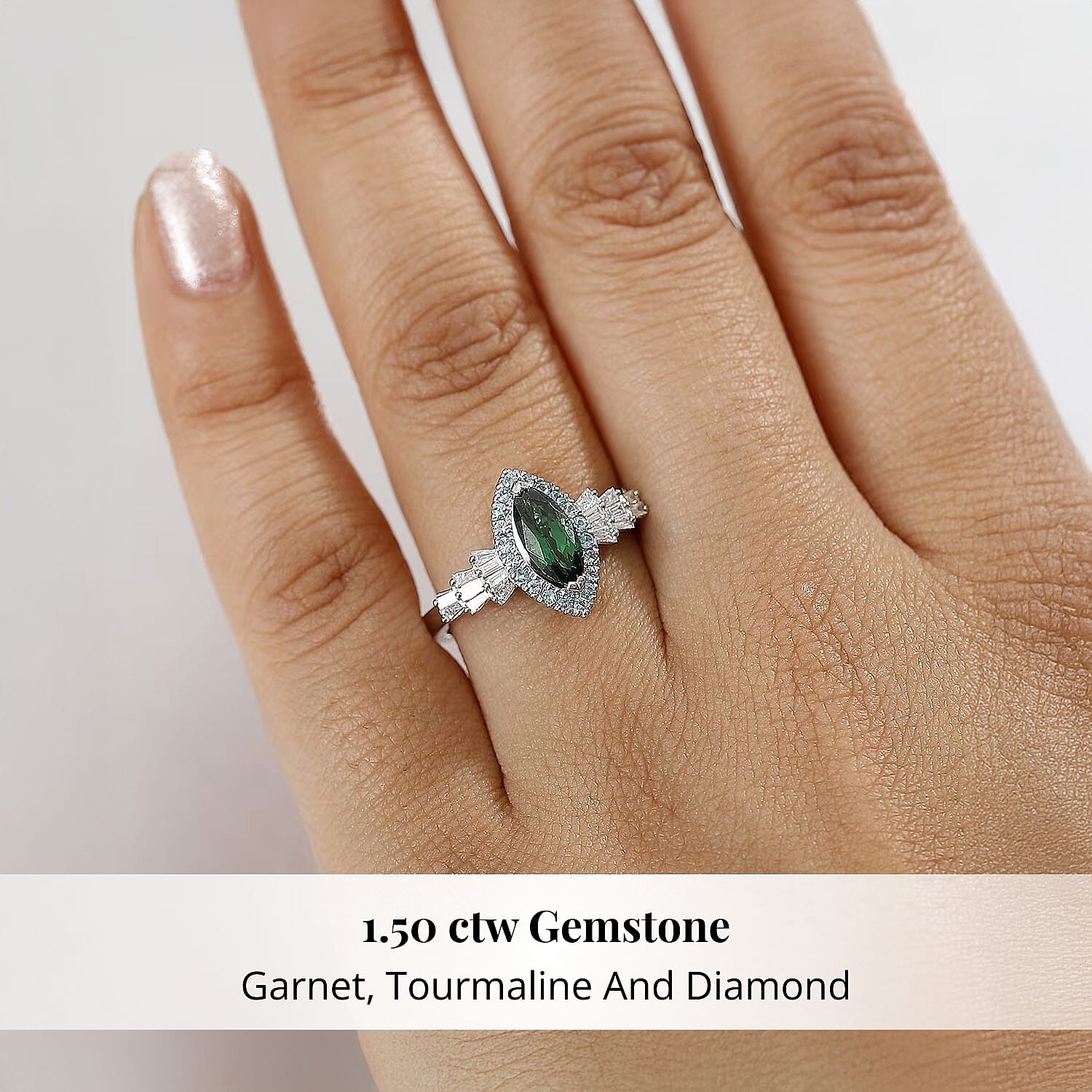 Certified & Appraised Rhapsody AAAA Tsavorite Garnet, Paraiba Tourmaline and E-F VS2 Diamond 1.50 ctw Ring in 950 Platinum (Size 7.0)
