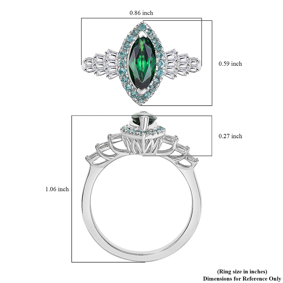 Certified & Appraised Rhapsody AAAA Tsavorite Garnet, Paraiba Tourmaline and E-F VS2 Diamond 1.50 ctw Ring in 950 Platinum (Size 7.5) image number 5
