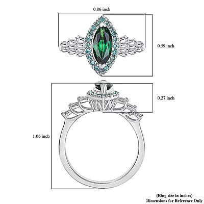 Certified & Appraised Rhapsody AAAA Tsavorite Garnet, Paraiba Tourmaline and E-F VS2 Diamond 1.50 ctw Ring in 950 Platinum (Size 8.0)
