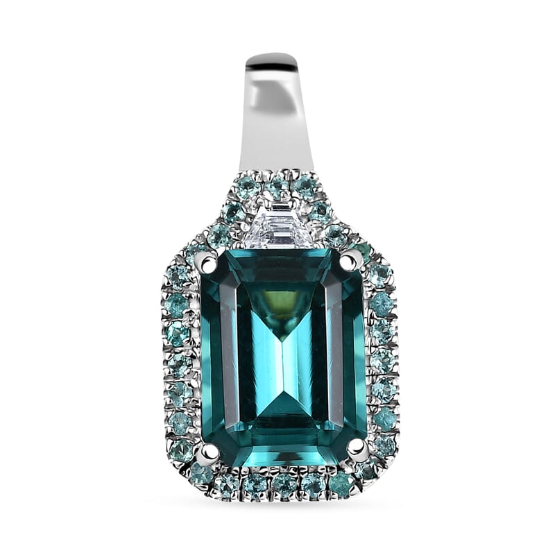 Rhapsody AAAA Lagoon Tourmaline, AAAA Paraiba Tourmaline and E-F VS2 Diamond 5.00 ctw Pendant in 950 Platinum