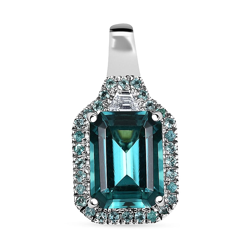 Rhapsody AAAA Lagoon Tourmaline, AAAA Paraiba Tourmaline and E-F VS2 Diamond 5.00 ctw Pendant in 950 Platinum