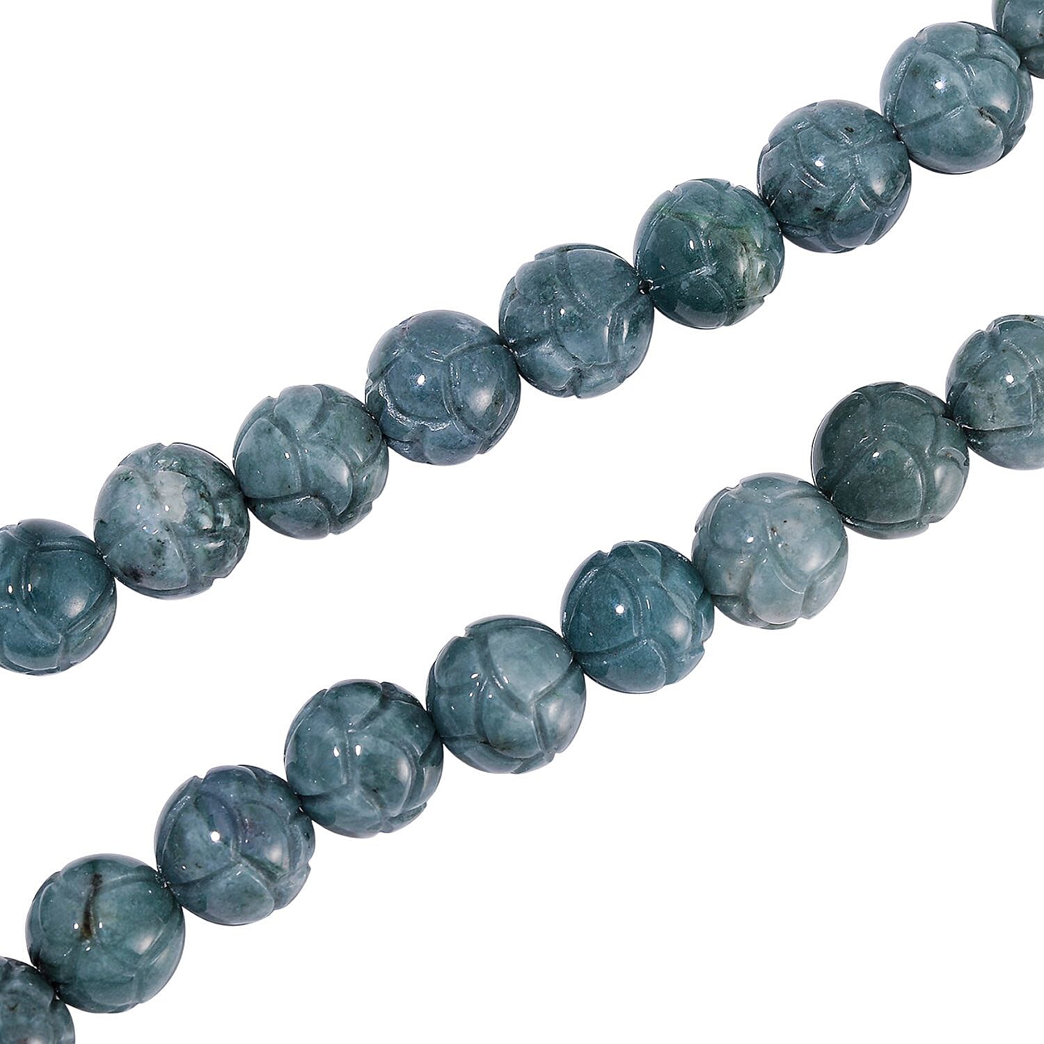 Olmec Jadeite 580.00 ctw Necklace in Rhodium Over Sterling Silver 20 Inches