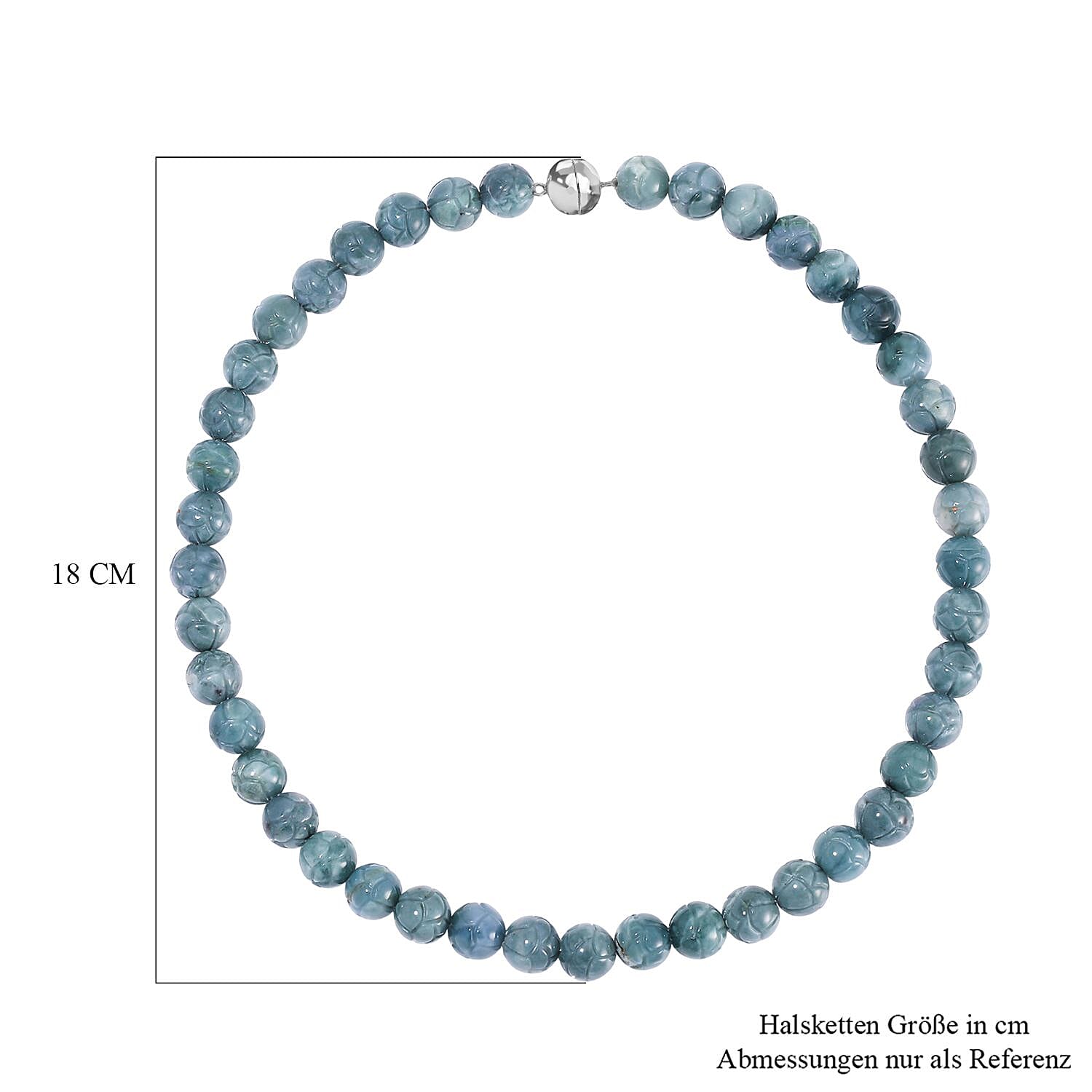 Olmec Jadeite 580.00 ctw Necklace in Rhodium Over Sterling Silver 20 Inches