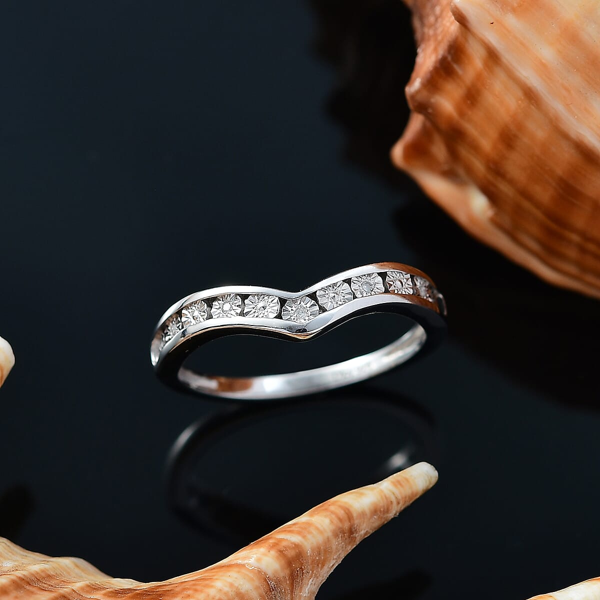 Diamond Band Ring in Platinum Over Sterling Silver (Size 10.0) image number 1