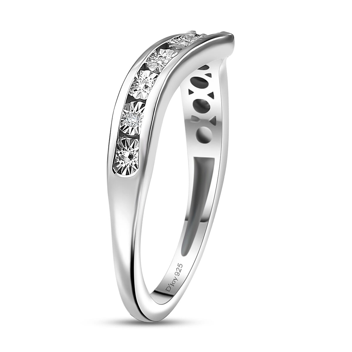 Diamond Band Ring in Platinum Over Sterling Silver (Size 10.0) image number 3