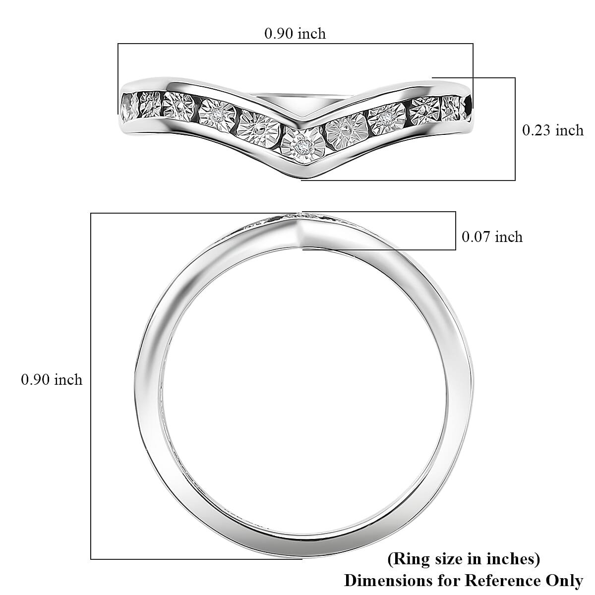 D'Joy Diamond Accent Chevron Ring in Platinum Over Sterling Silver (Size 7.0) image number 5