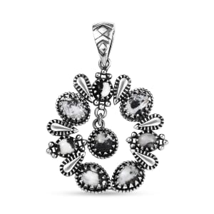D'Joy Artisan Crafted White Buffalo 5.10 ctw Squash Blossom Pendant without Chain in Sterling Silver