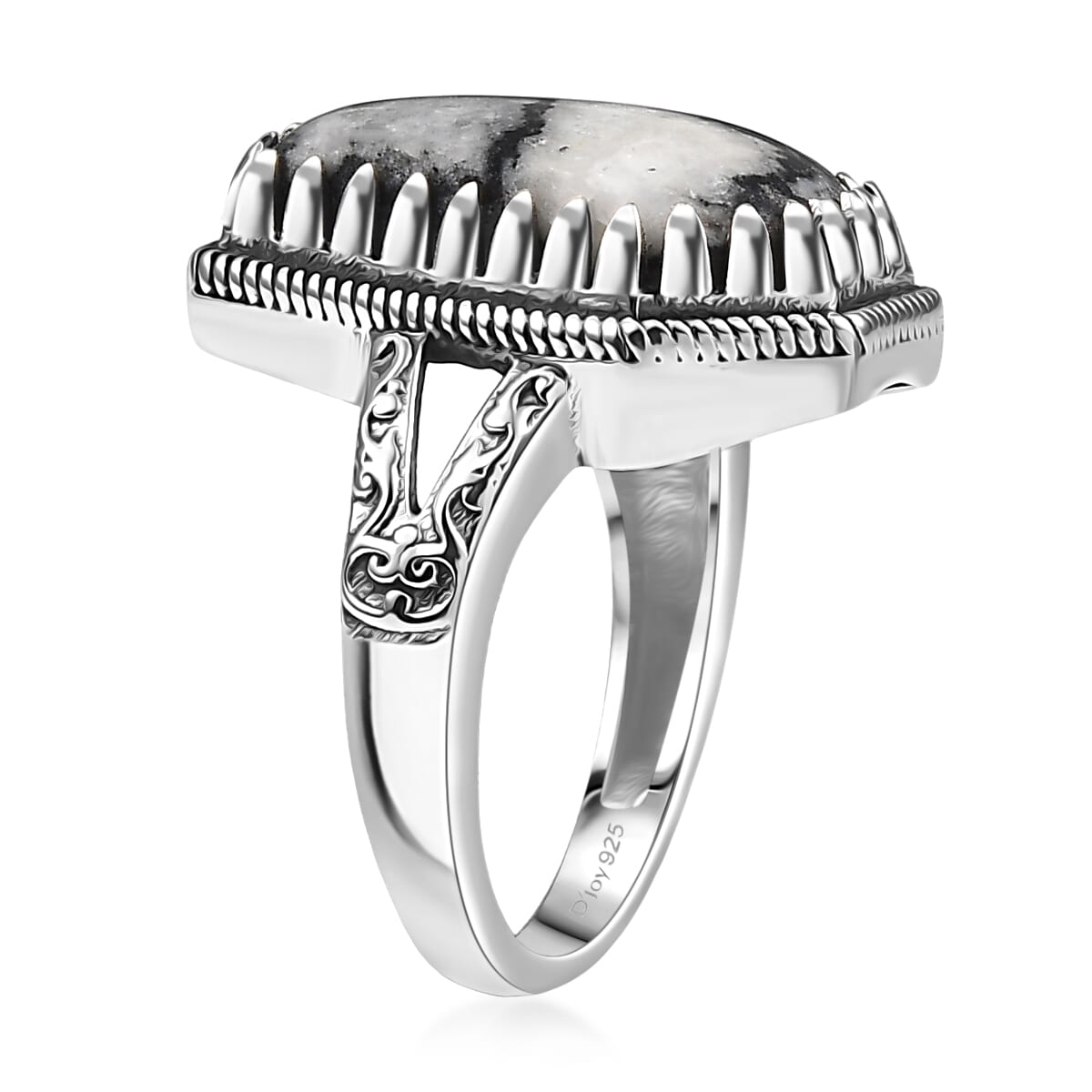 D'Joy Artisan Crafted White Buffalo 12.50 ctw Southwest Ring in Black Oxidized Sterling Silver (Size 10.0) image number 3