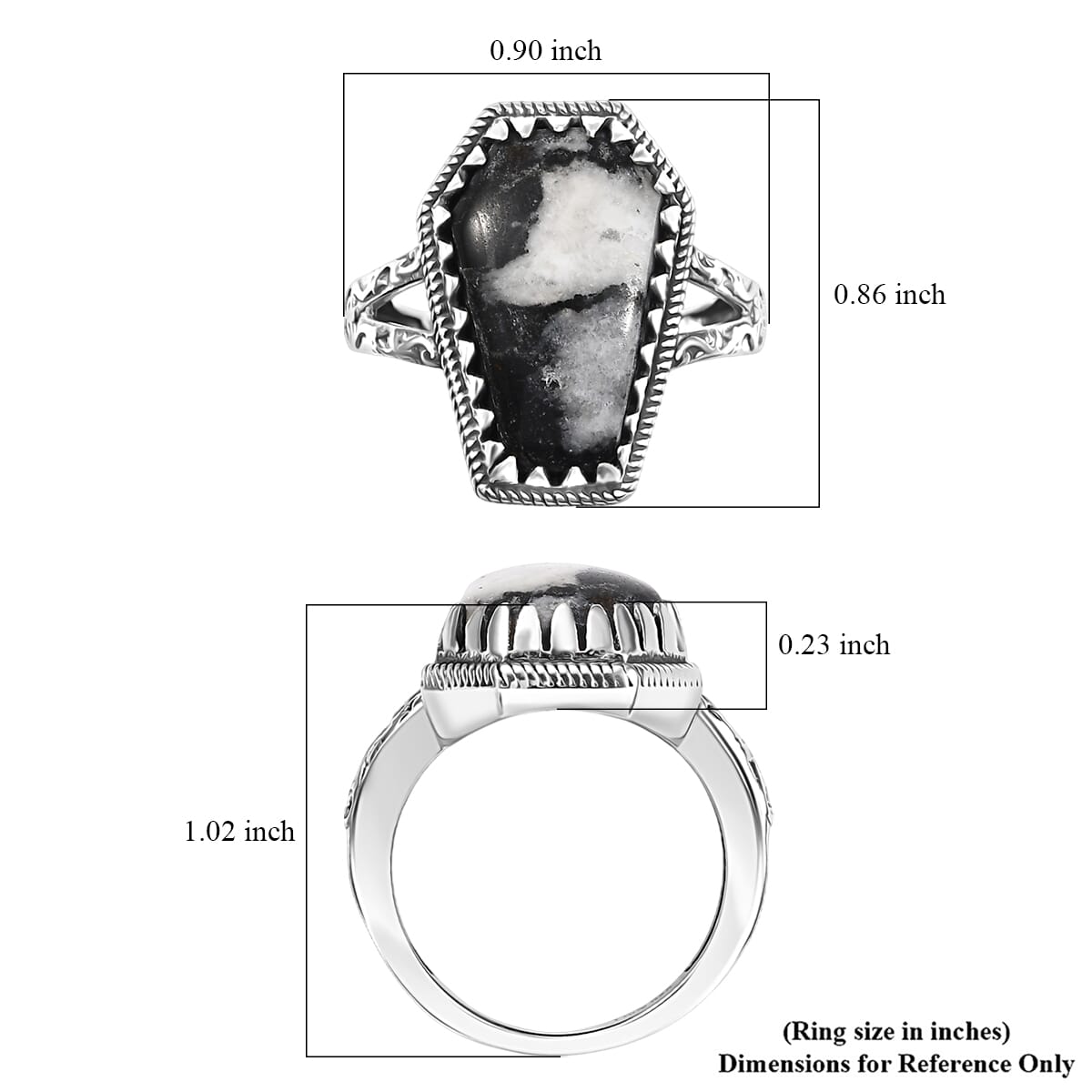 D'Joy Artisan Crafted White Buffalo 12.50 ctw Southwest Ring in Black Oxidized Sterling Silver (Size 10.0) image number 5