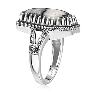 D'Joy Artisan Crafted White Buffalo 12.50 ctw Southwest Ring in Black Oxidized Sterling Silver (Size 8.0)