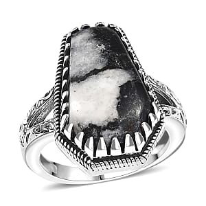 D'Joy Artisan Crafted White Buffalo 12.50 ctw Southwest Ring in Black Oxidized Sterling Silver (Size 9.0)