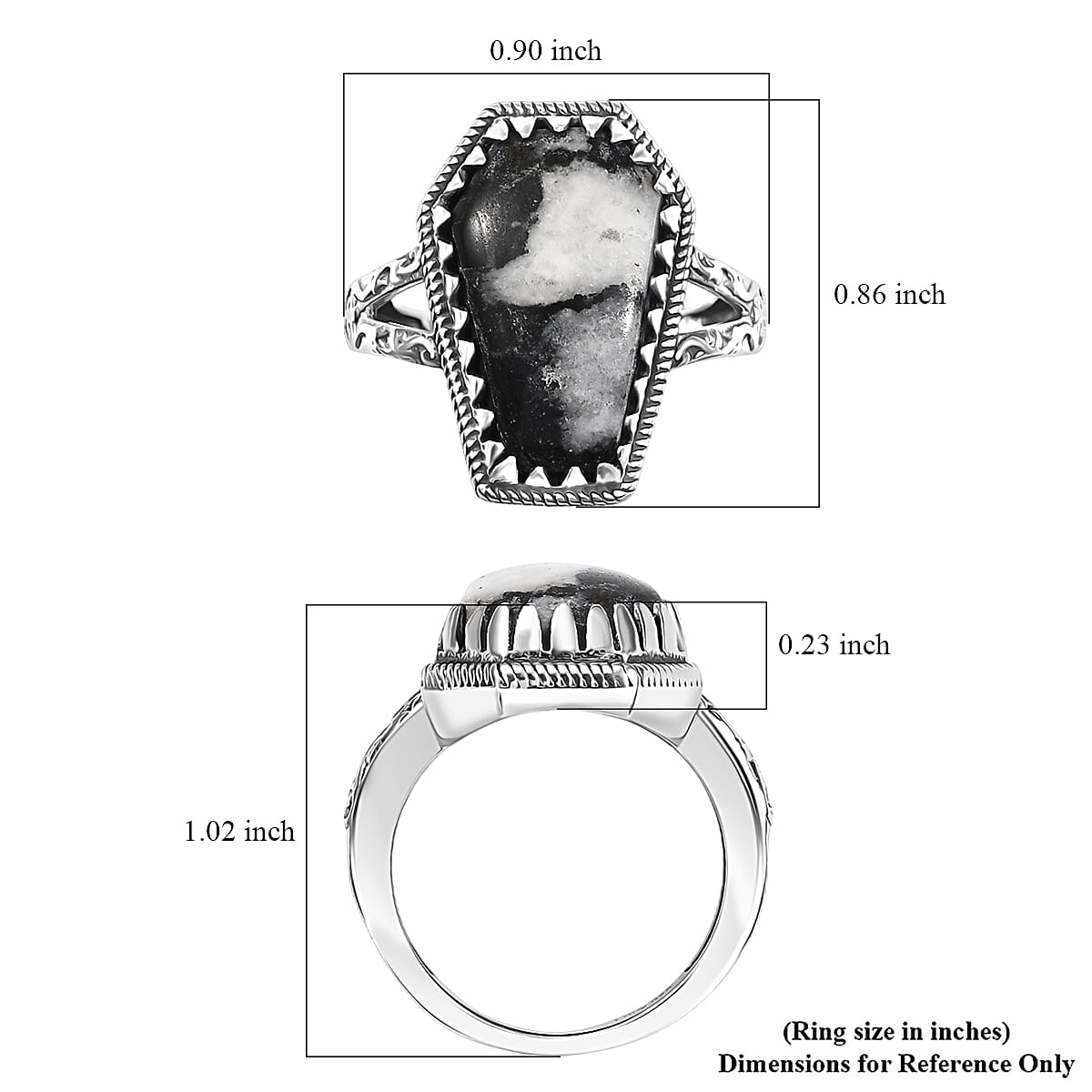 D'Joy Artisan Crafted White Buffalo 12.50 ctw Southwest Ring in Black Oxidized Sterling Silver (Size 9.0) image number 5