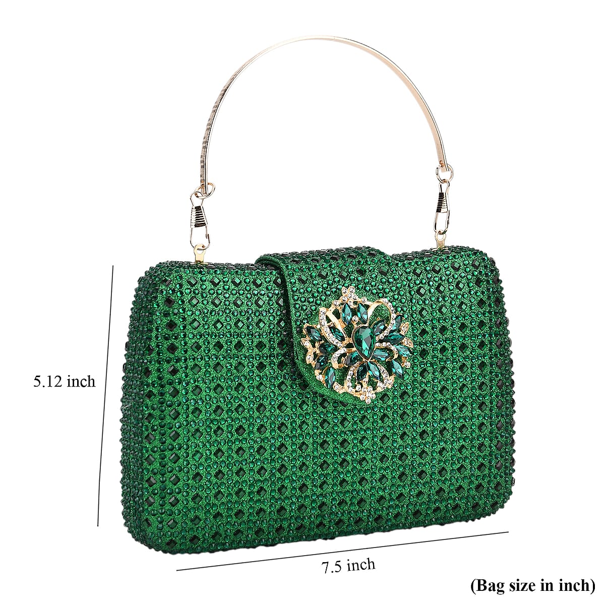 Doorbuster Green Gorgeous Crystal Clutch Bag with Shoulder Chain Strap image number 6