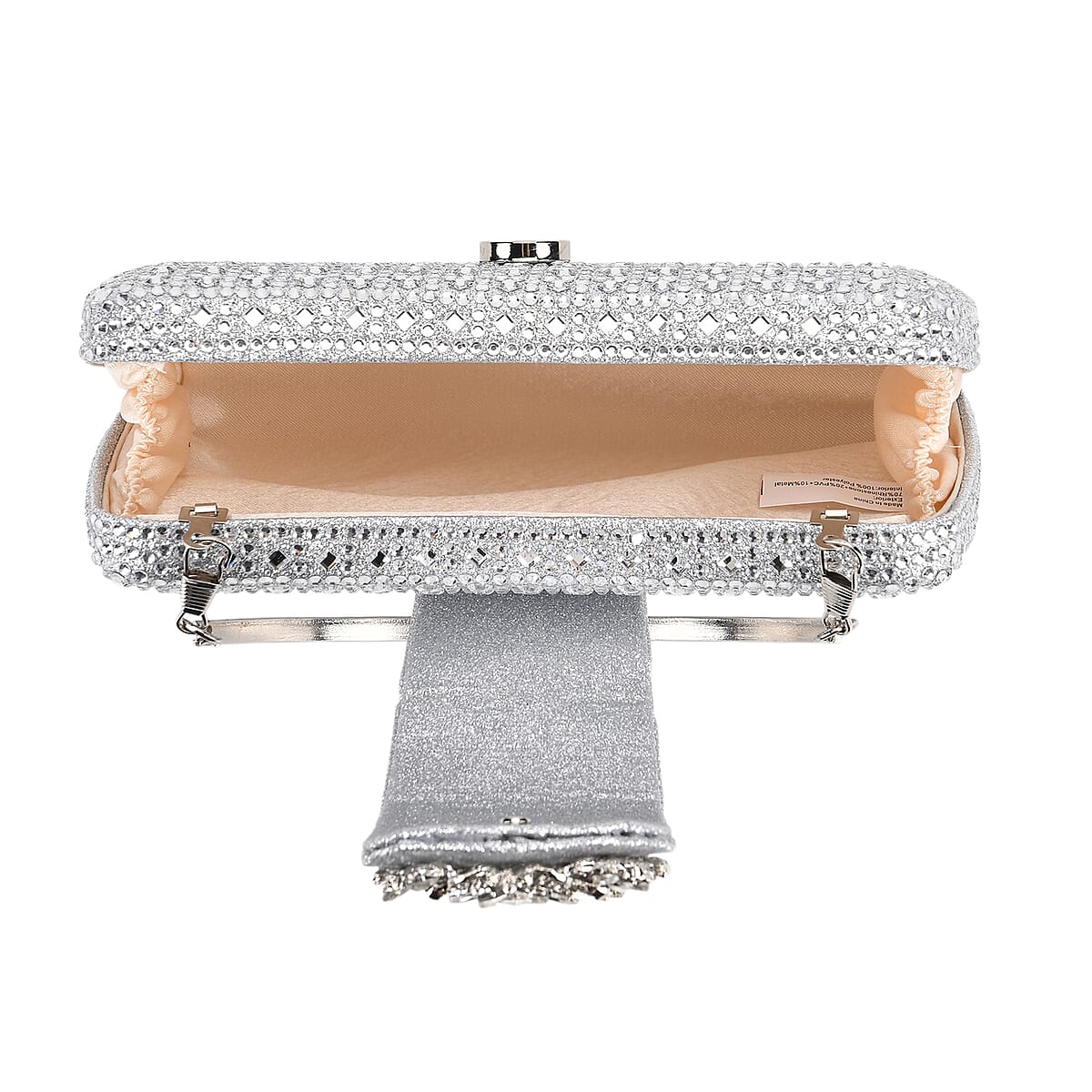 Doorbuster Silver Gorgeous Crystal Clutch Bag with Shoulder Chain Strap image number 5